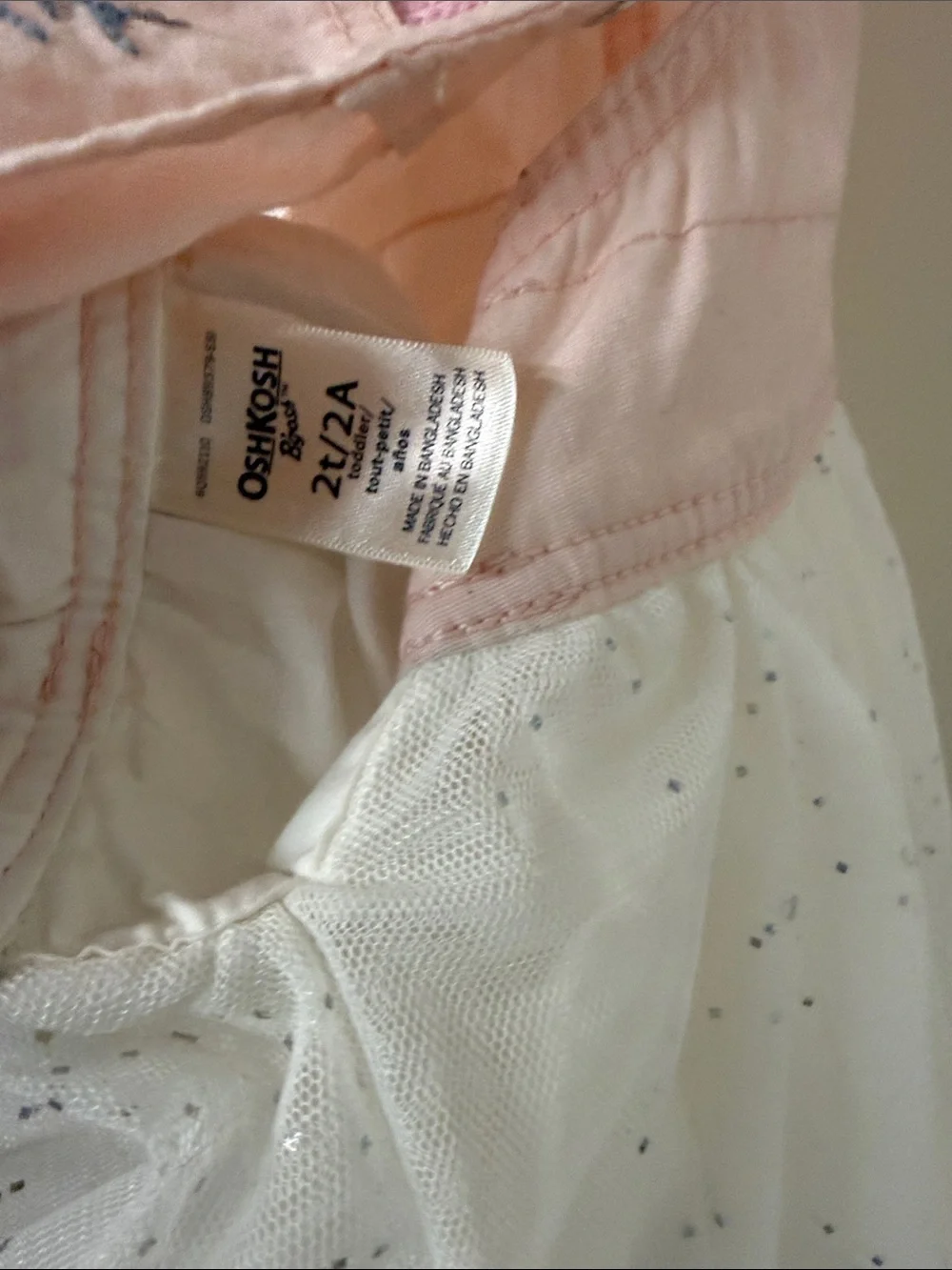 OshKosh B'gosh Pink and White Kitten Overall Dress